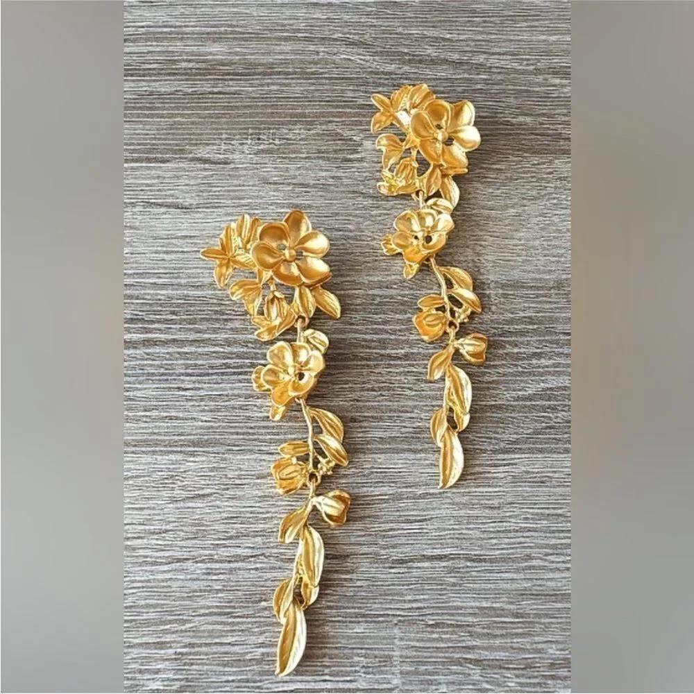 Flower drop earrings N415 - Picture 2 of 3